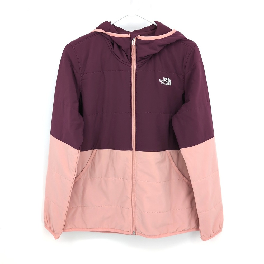 The North Face Jacket Maroon Pink Colorblock Hooded Full Zip Womens Size Medium
